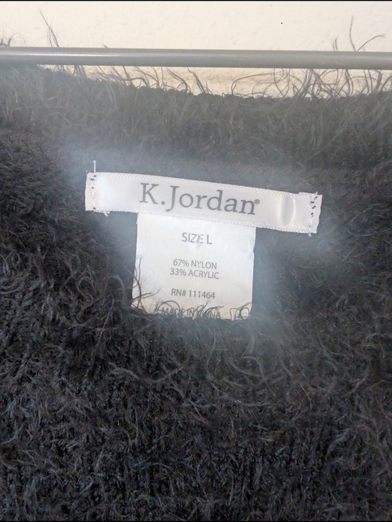 K Jordan Sweaters - K Jordan Black Fuzzy Scoopneck Sweater L